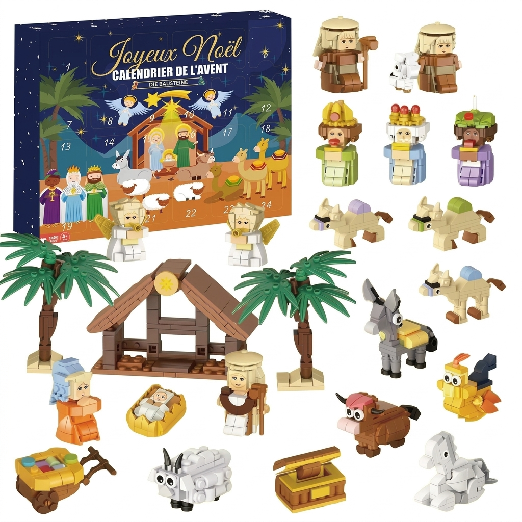Krippen Adventskalender 2026 - 24 Bausteine-Sets zum Zusammenbauen