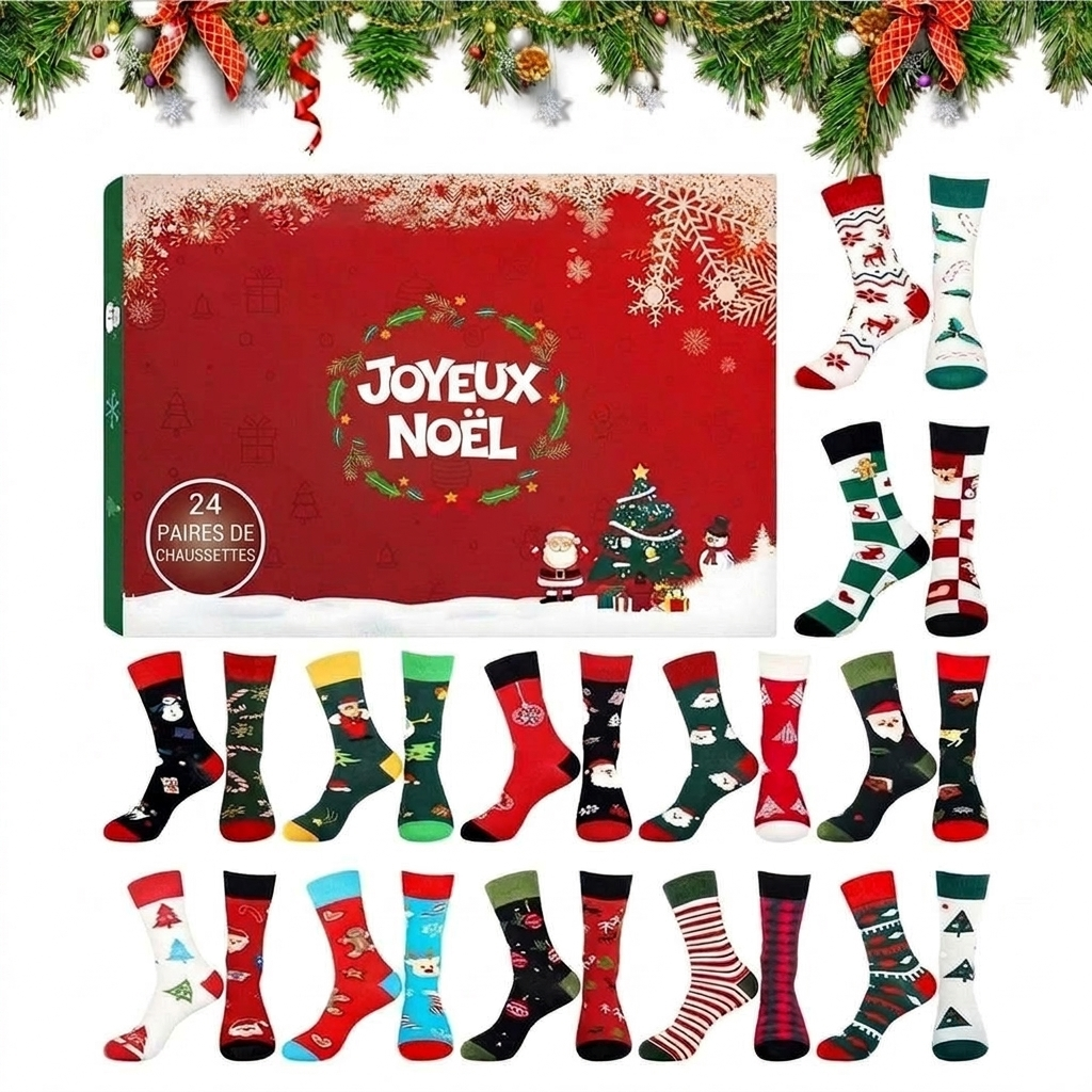 Socken Adventskalender 2026 - 24 Paar Weihnachtssocken