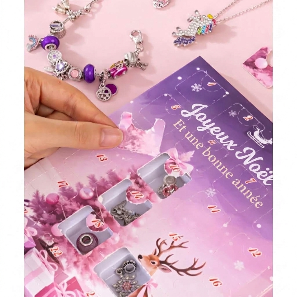 Schmuck Adventskalender 2026 - 24 Charms und Armband-Set