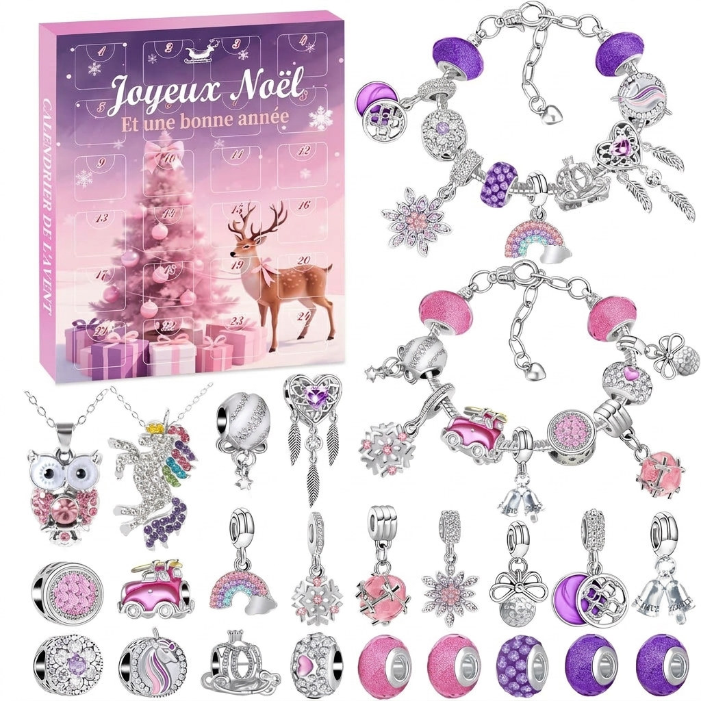 Schmuck Adventskalender 2026 - 24 Charms und Armband-Set