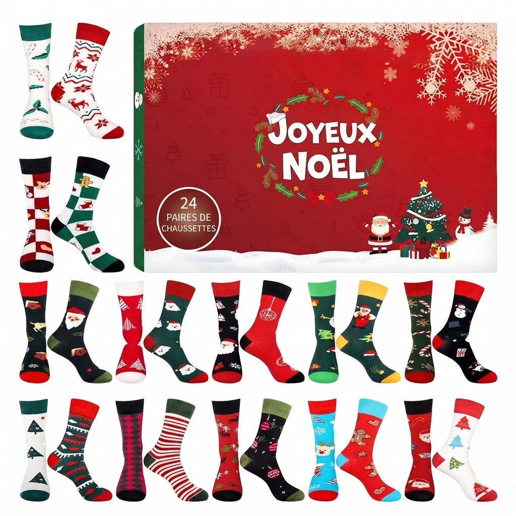 Socken Adventskalender 2026 - 24 Paar Weihnachtssocken