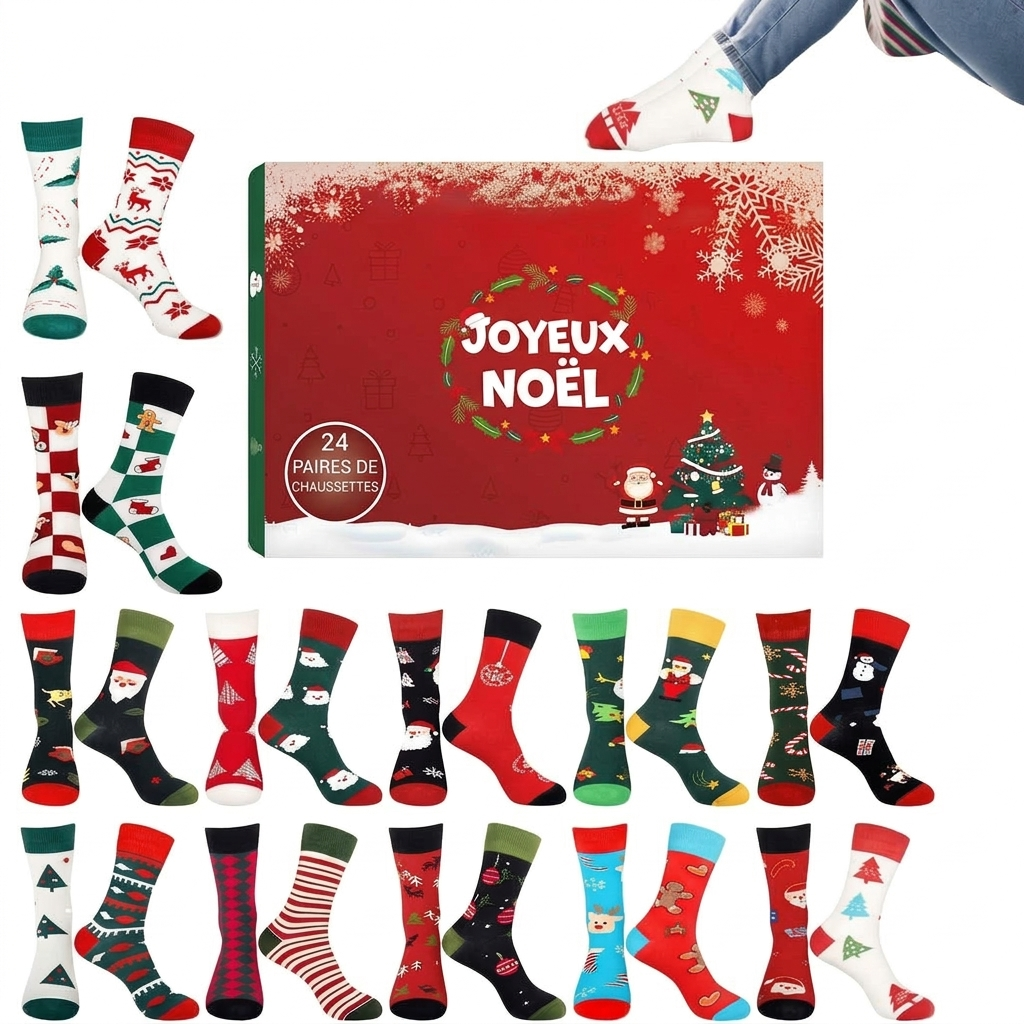 Socken Adventskalender 2026 - 24 Paar Weihnachtssocken
