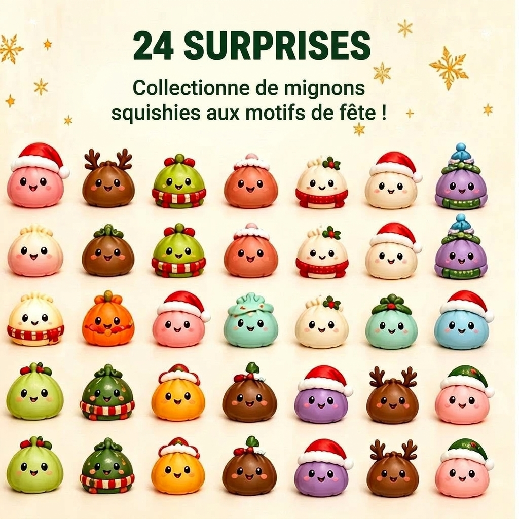 Squishy Adventskalender 2026 - 24 weiche Anti-Stress-Figuren