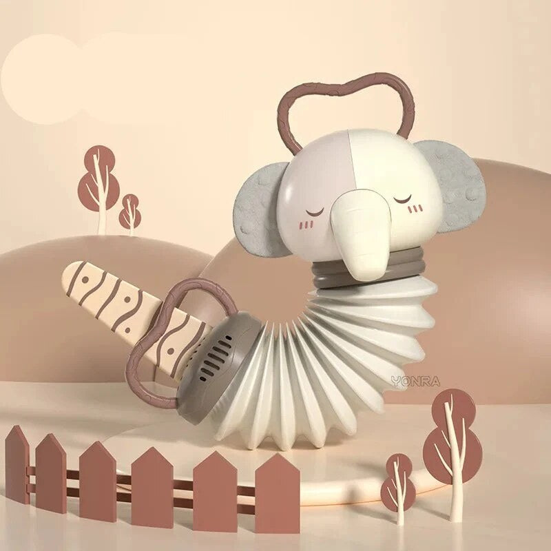 Hochet accordéon – figurine animal avec poignées et sons
