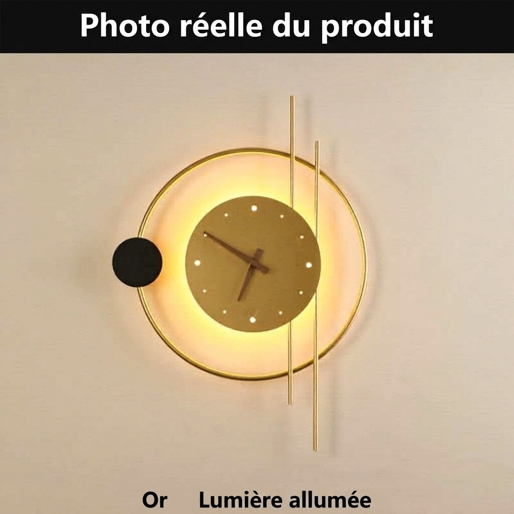 Horloge murale avec LED – Design métal et acrylique moderne