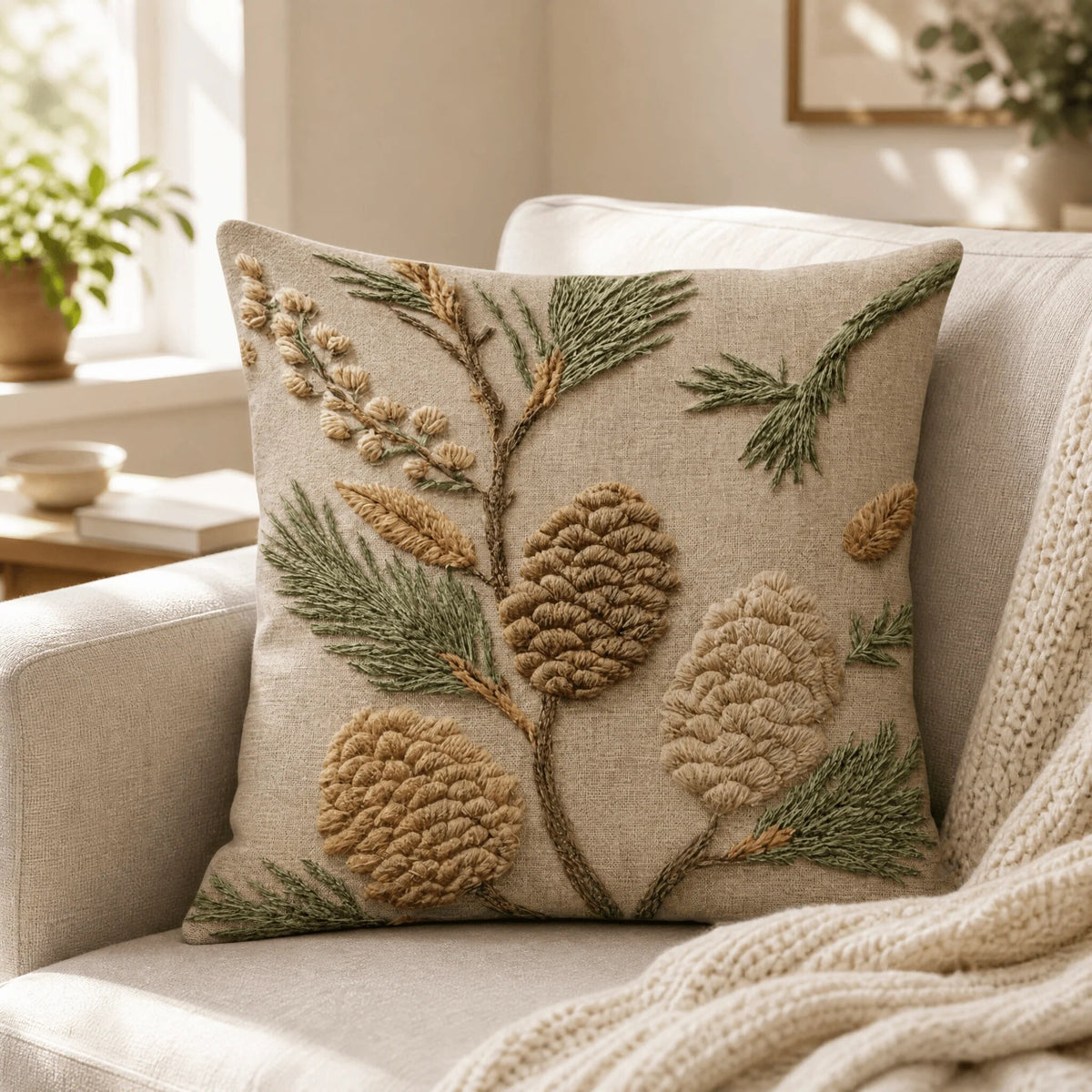 Housses de coussins imprimées – motifs botaniques vintage