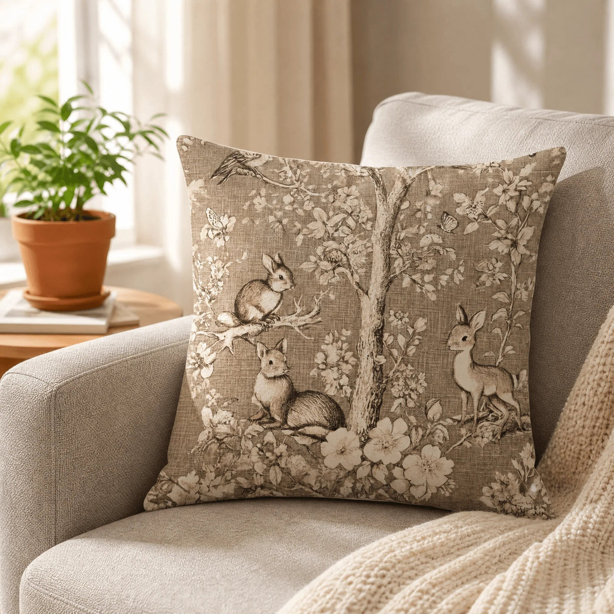 Housses de coussins imprimées – motifs botaniques vintage