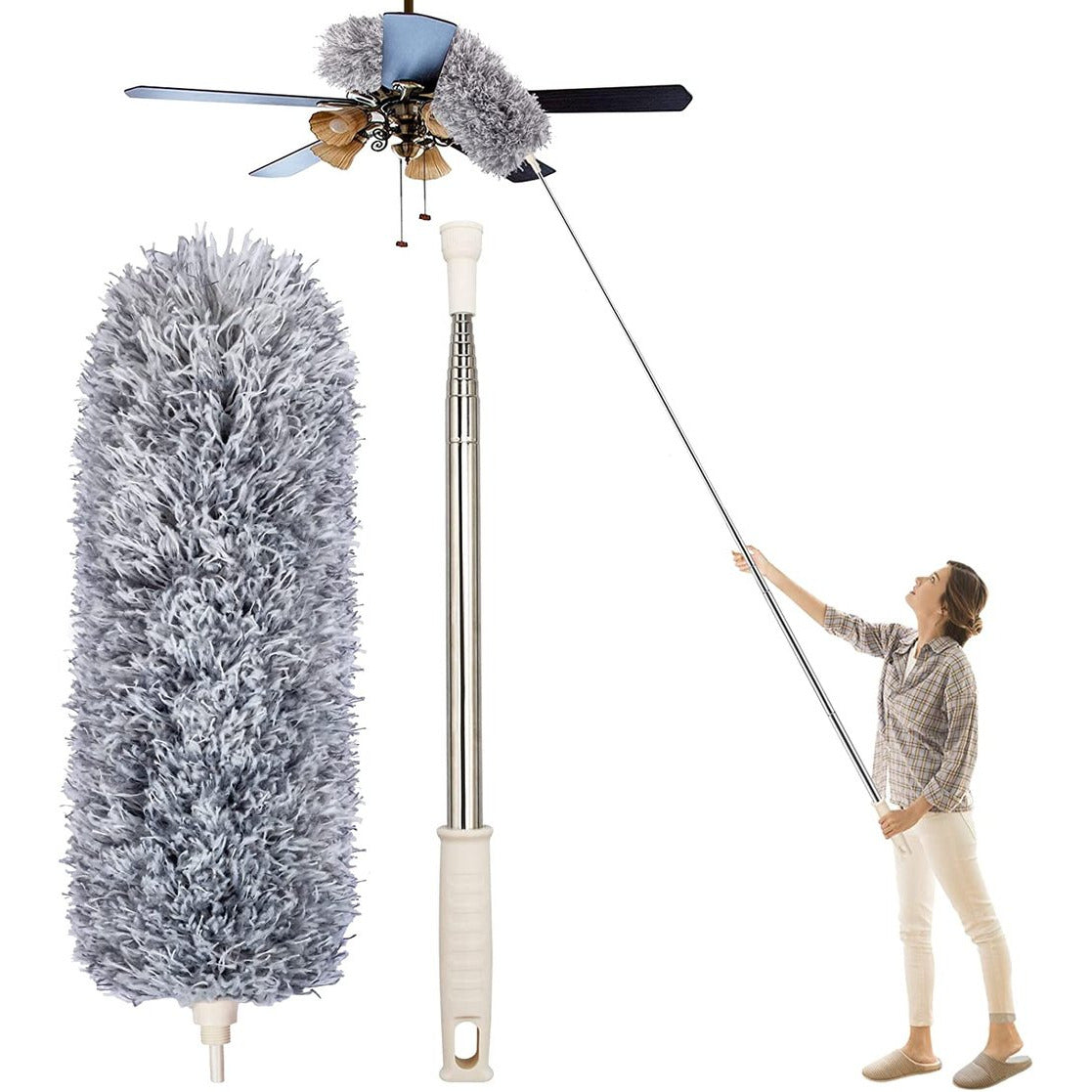 Plumeau télescopique microfibre – manche extensible et tête flexible