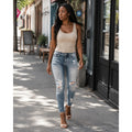 Jean skinny femme – Coupe ajustée taille montée délavé