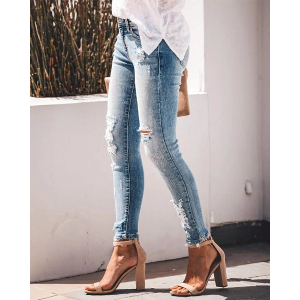 Jean skinny femme – Coupe ajustée taille montée délavé