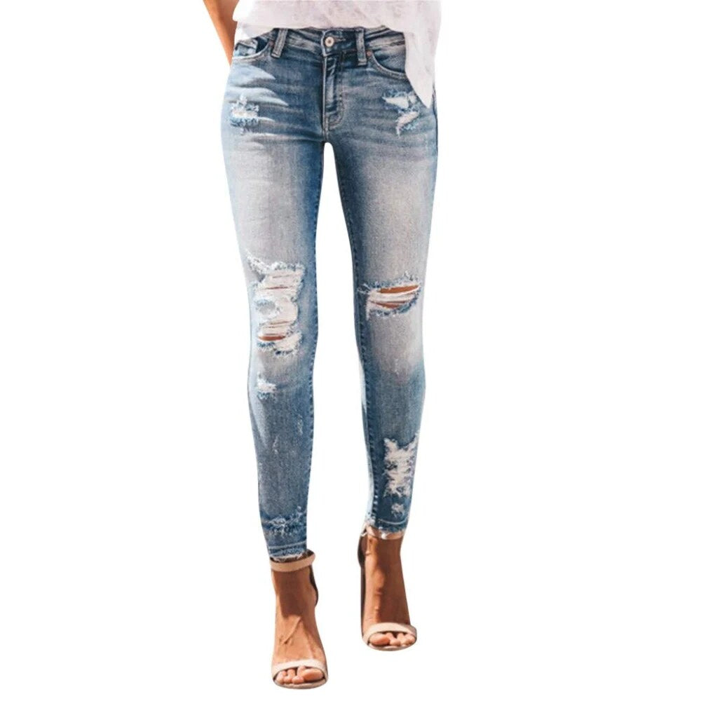 Jean skinny femme – Coupe ajustée taille montée délavé