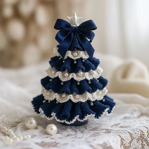 Kit crochet pour sapin de Noël – laine, perles et ruban