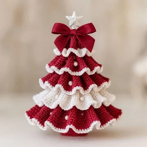 Kit crochet pour sapin de Noël – laine, perles et ruban