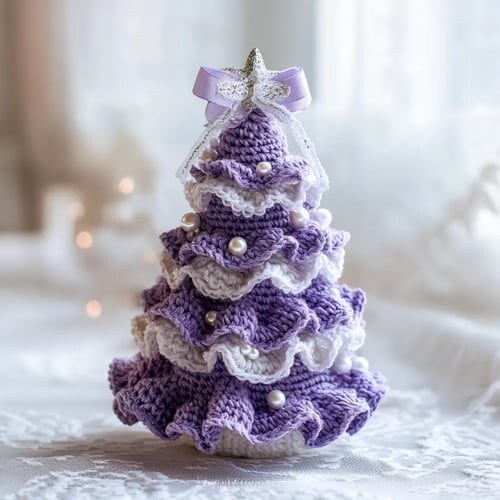 Kit crochet pour sapin de Noël – laine, perles et ruban