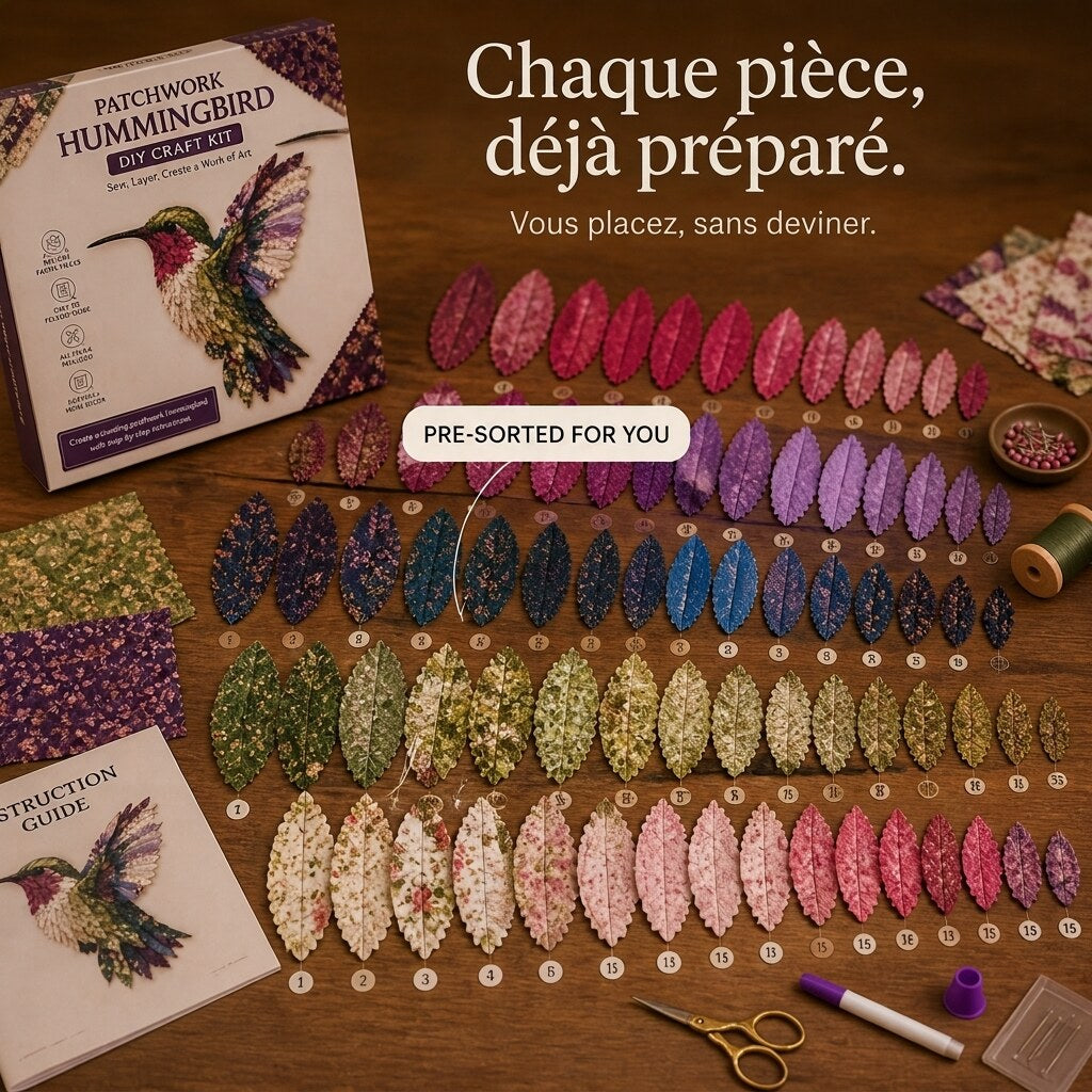 Kit de patchwork textile oiseau – loisir créatif sans couture