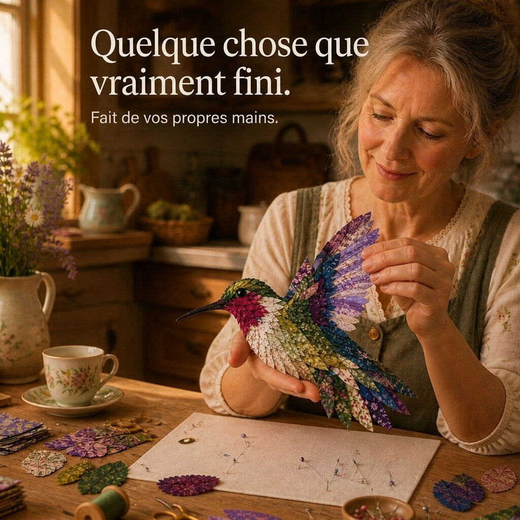 Kit de patchwork textile oiseau – loisir créatif sans couture