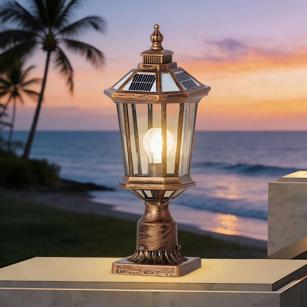 Lampadaire solaire pour poteau – verre 360°, télécommande
