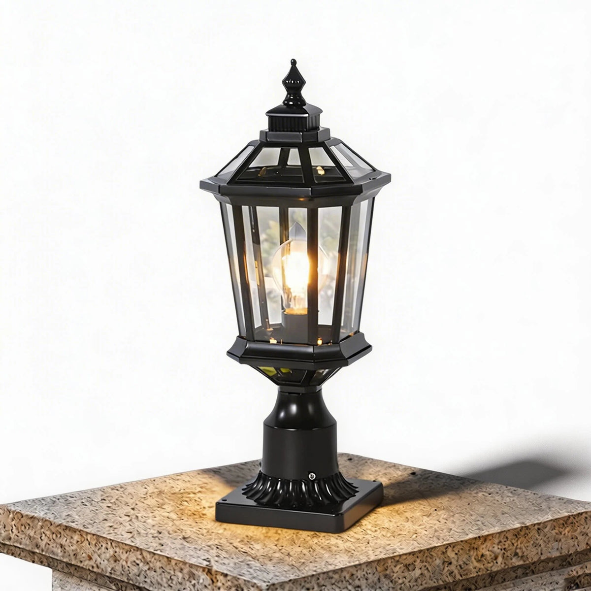 Lampadaire solaire pour poteau – verre 360°, télécommande