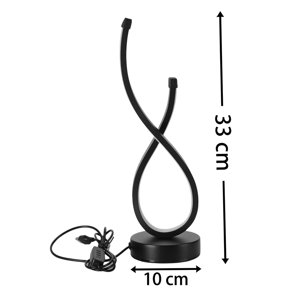 Lampe de chevet LED courbée – trois teintes et intensité réglable