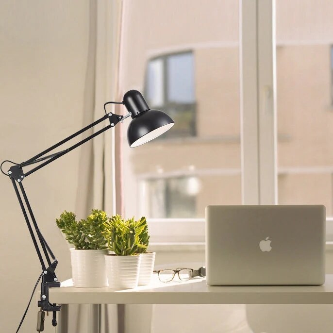 Lampe de bureau – bras oscillant articulé avec pince