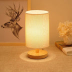 Lampe de table bois et lin – luminaire Scandinave chaud
