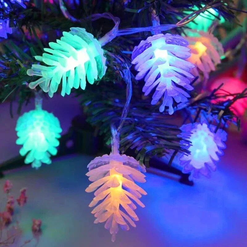 Lampe pomme de pin – LED 8 modes, blanc chaud multicolore