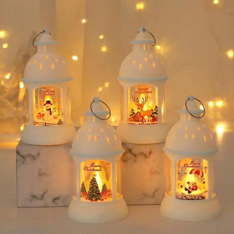 Lanterne de Noël LED – Père Noël, bonhomme de neige ou sapin