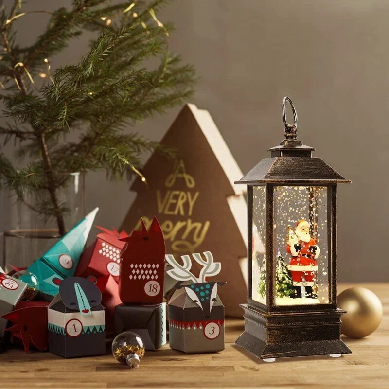 Lanterne de Noël – scène miniature lumineuse avec piles