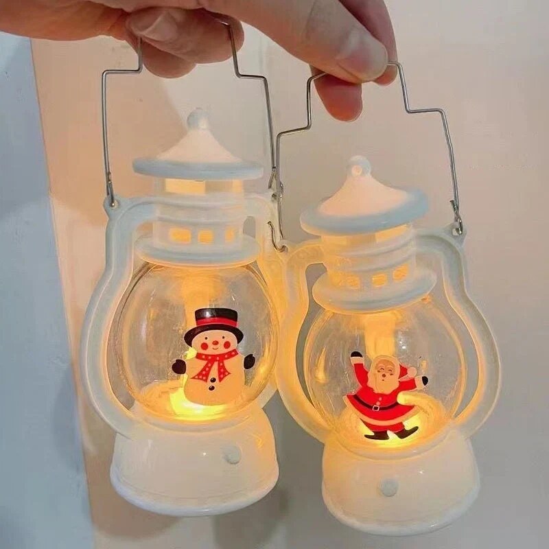 Lanterne LED à piles – décoration de Noël bonhomme neige