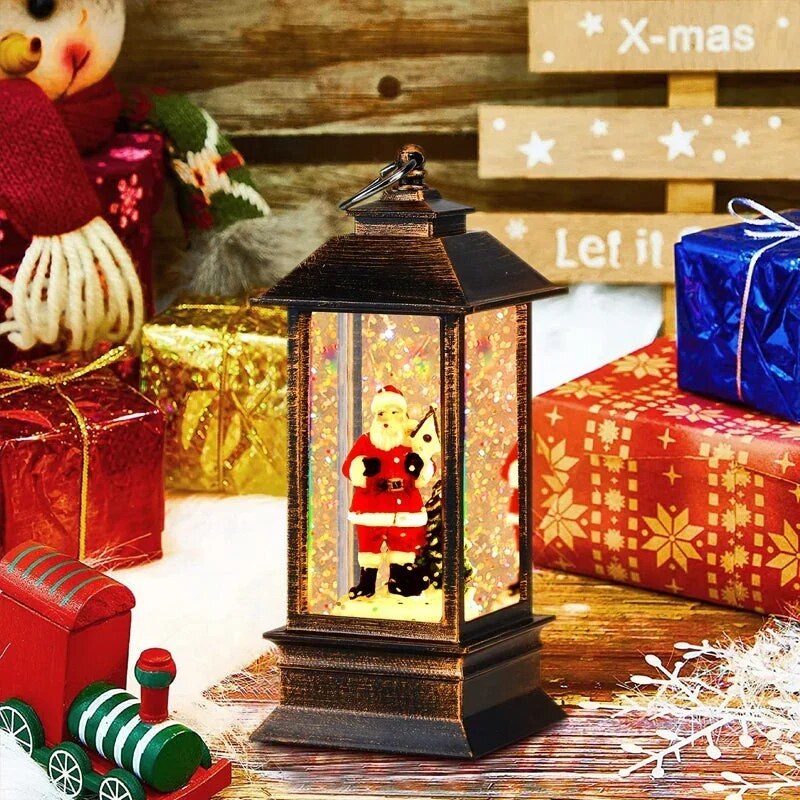 Lanterne miniature de Noël – scène festive illuminée