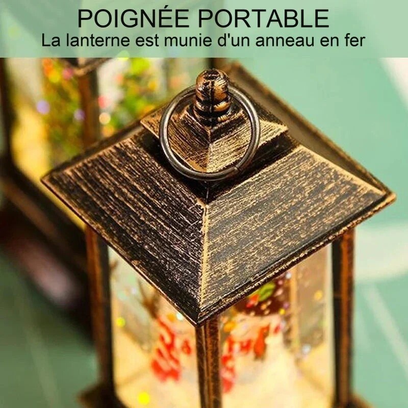 Lanterne miniature de Noël – scène festive illuminée