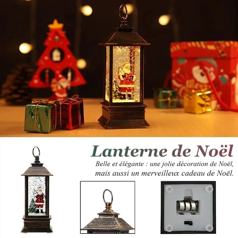 Lanterne miniature de Noël – scène festive illuminée