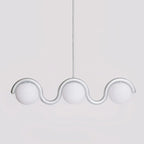 Lustre linéaire suspendu – tube courbé, métal et verre clair