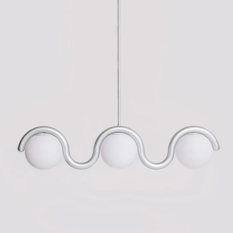 Lustre linéaire suspendu – tube courbé, métal et verre clair