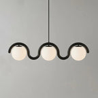 Lustre linéaire suspendu – tube courbé, métal et verre clair