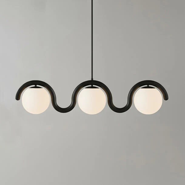 Lustre linéaire suspendu – tube courbé, métal et verre clair