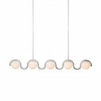 Lustre linéaire suspendu – tube courbé, métal et verre clair