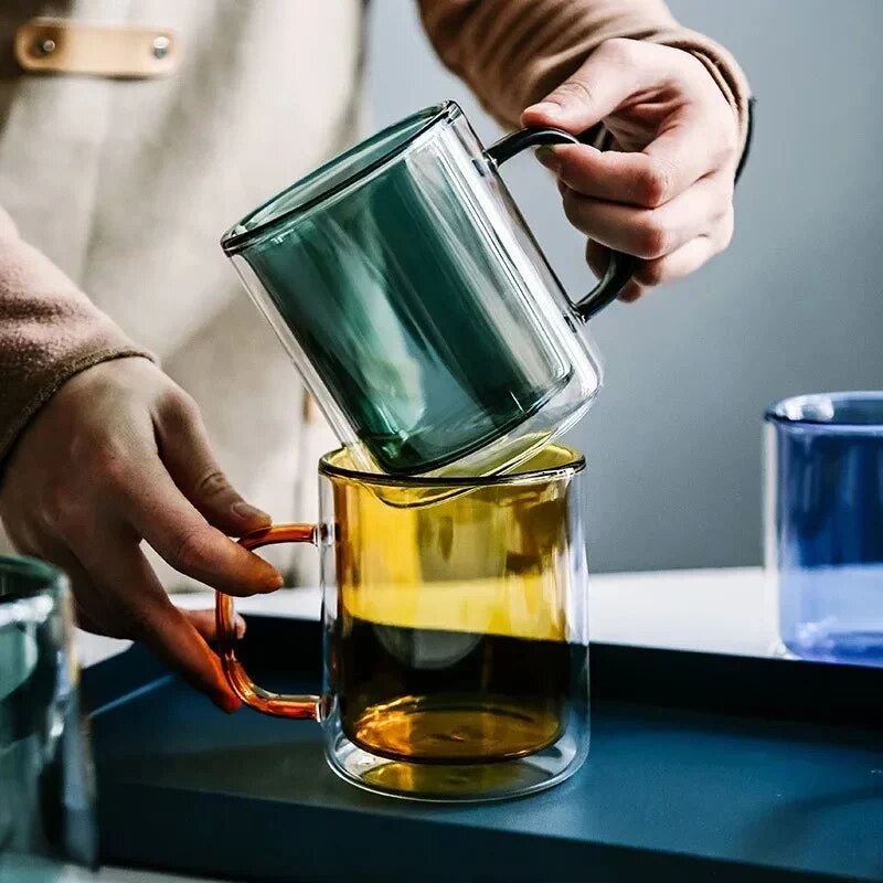 Mug double paroi – verre transparent, isolant thermique