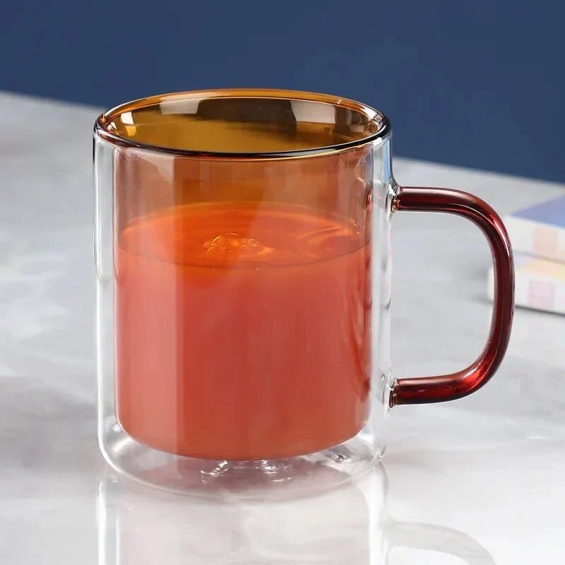 Mug double paroi – verre transparent, isolant thermique