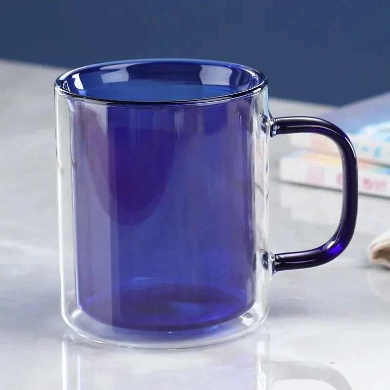 Mug double paroi – verre transparent, isolant thermique