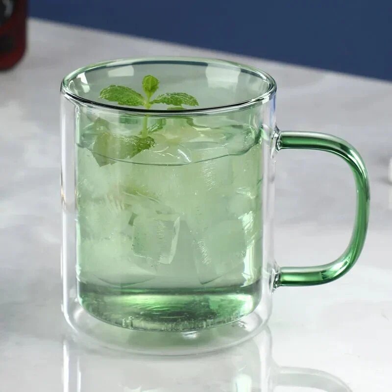 Mug double paroi – verre transparent, isolant thermique