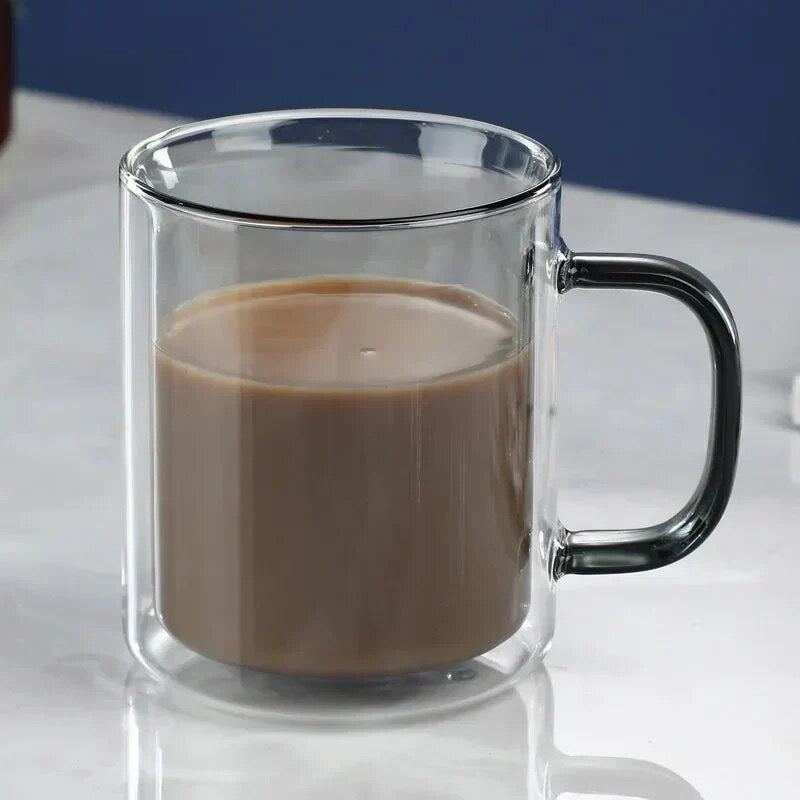 Mug double paroi – verre transparent, isolant thermique