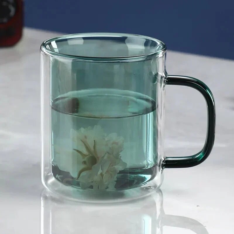 Mug double paroi – verre transparent, isolant thermique