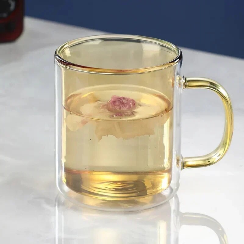 Mug double paroi – verre transparent, isolant thermique