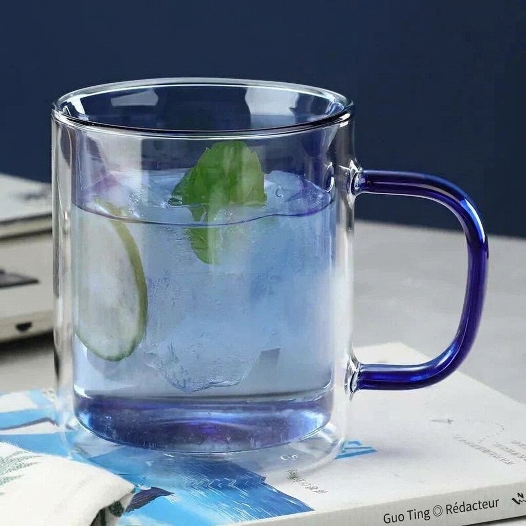 Mug double paroi – verre transparent, isolant thermique