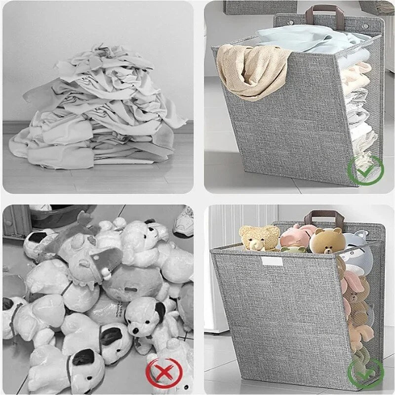 Panier à linge mural adhésif – rangement pliable sans perçage