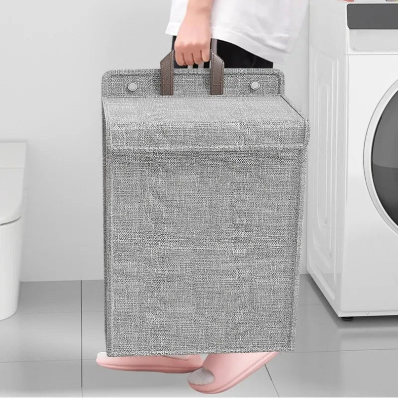 Panier à linge mural adhésif – rangement pliable sans perçage