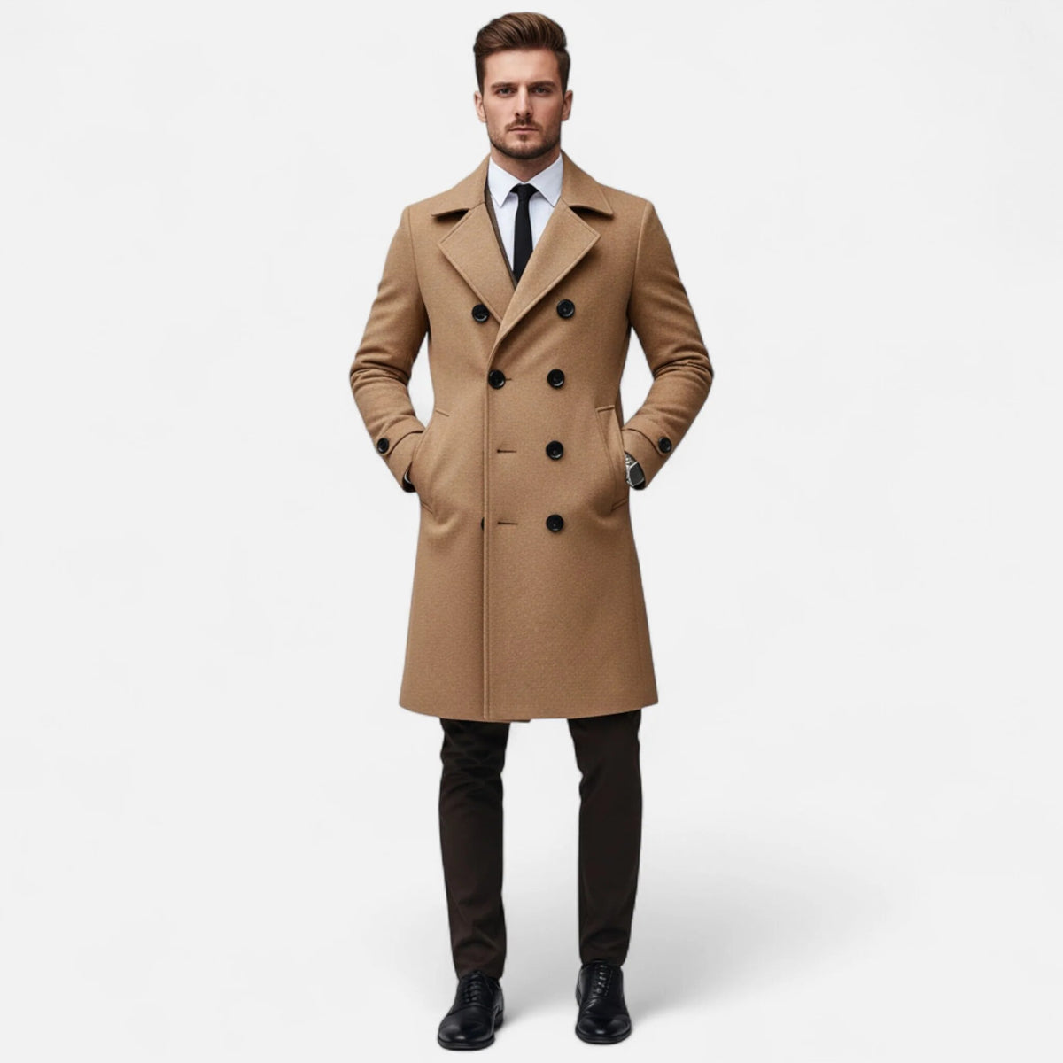 Pardessus Homme Long Double Boutonnage – Distinction Professionnelle