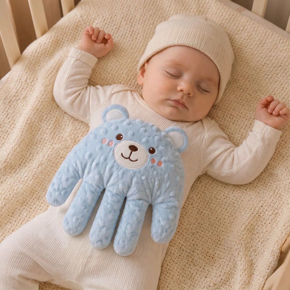 Peluche qui tapote – main apaisante motorisée avec télécommande