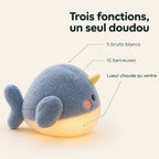 Peluche veilleuse baleine – bruit blanc, berceuses et housse